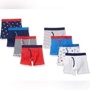Amazon Essentials Boys Boxer Briefs –Pack of 8 Patriotic Stars Red White (XL 12)